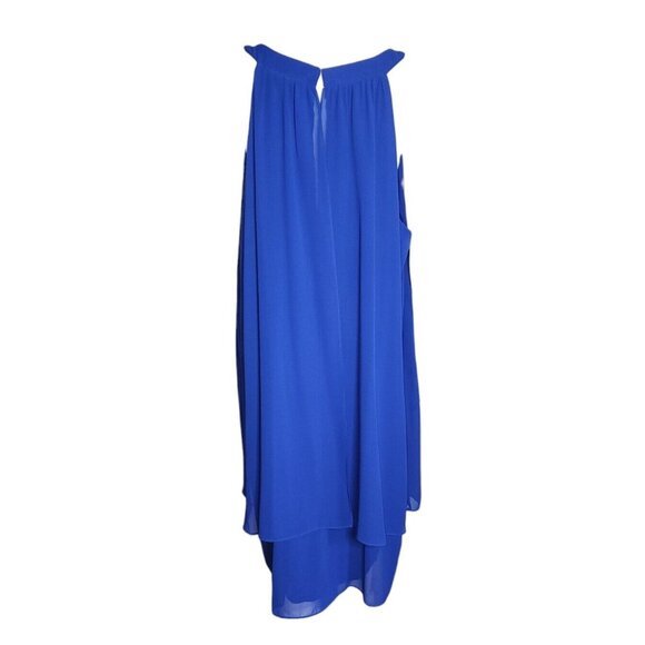 JESSICA HOWARD Solid All Blue Chiffon Lined Zip Back Dress Womens Plus Size 20W - Picture 3 of 6